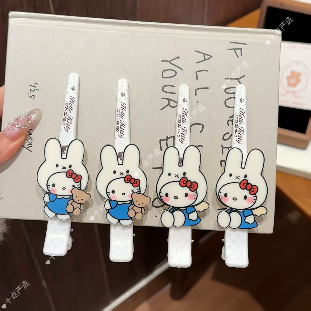 头套米菲兔kt大号发夹甜美卡通猫咪鸭嘴一字夹洗脸蓬松刘海夹发夹