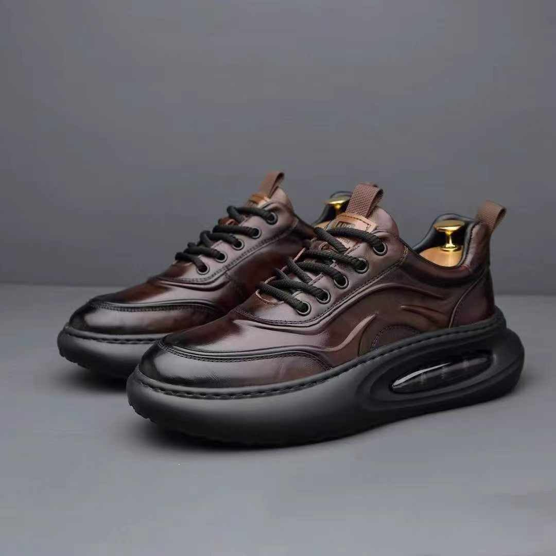 皮鞋四季通用休闲韩版休闲皮鞋鞋子圆头休闲鞋真皮冬季秋冬百搭