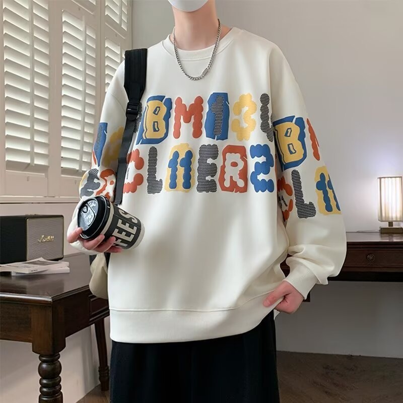 2025新款圆领卫衣男春秋季青少年初中学生潮牌男装长袖t恤上衣服