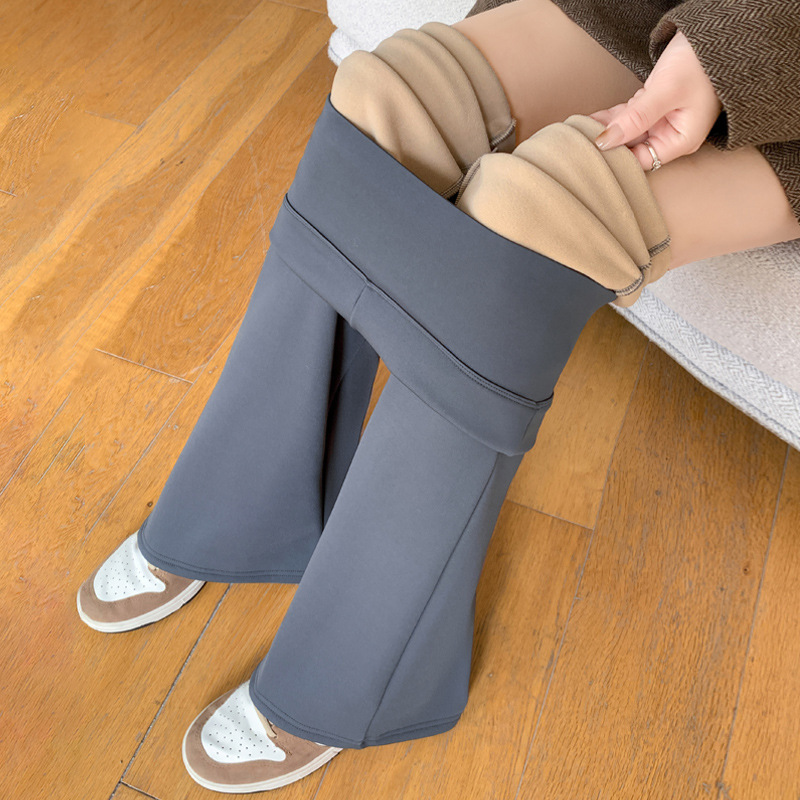 95微喇鲨鱼裤女冬季加绒高腰瑜伽外穿打底裤子喇叭裤修身显瘦阔腿