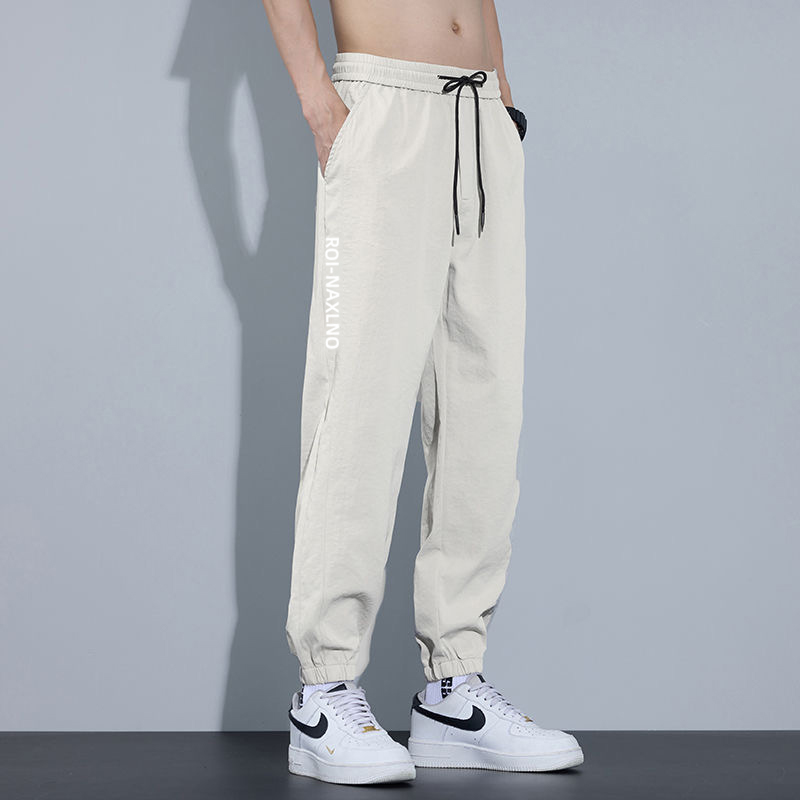 俞兆林冰丝休闲裤男士夏季薄款大码潮牌速干运动男款九分裤子百搭