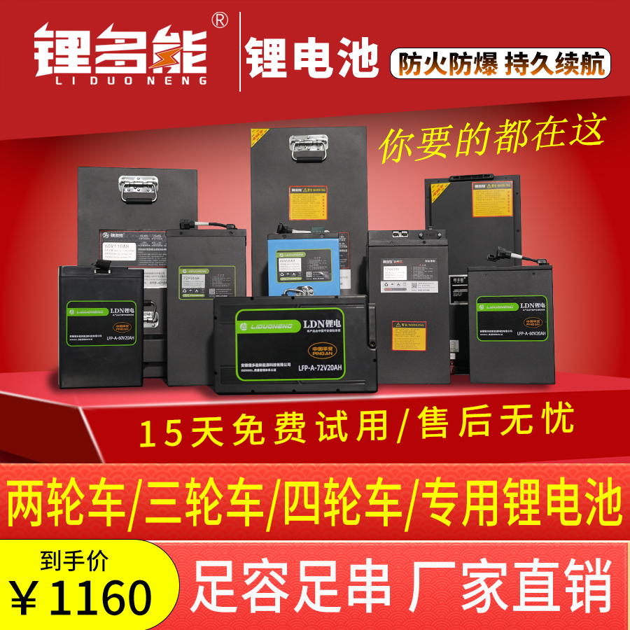 LDN/锂多能三元锂电池48V60V72V电动车磷酸铁锂宁德二三四轮专用