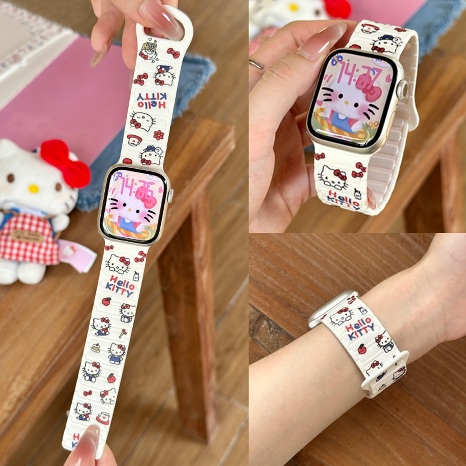 凯蒂猫适用oppo watch3/X/2/4/3pro/S手表表带硅胶磁吸男女可爱夏