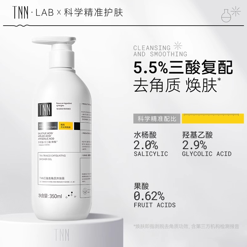 美国TNN三酸沐浴露水杨酸控油去角质果酸沐浴乳清洁污垢油腻嫩肤