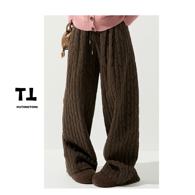 12/11【契约栖落】冬季厚款松紧腰休闲裤女韩版显瘦宽松直筒裤63038