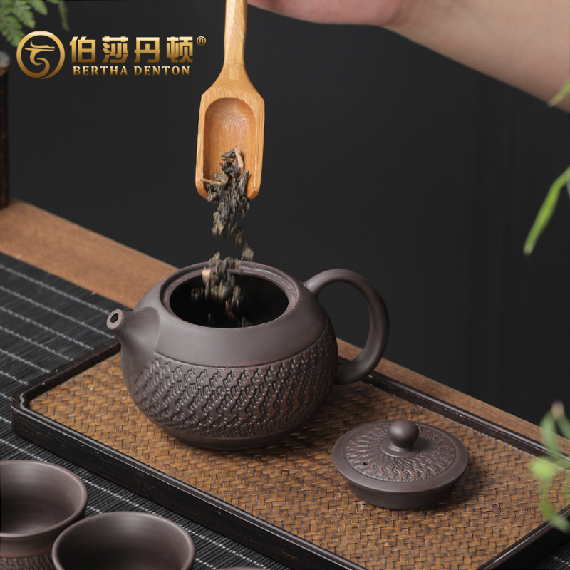 BERTHA DENTON/伯莎丹顿建水紫陶功夫茶具套装盖碗泡茶壶礼盒装