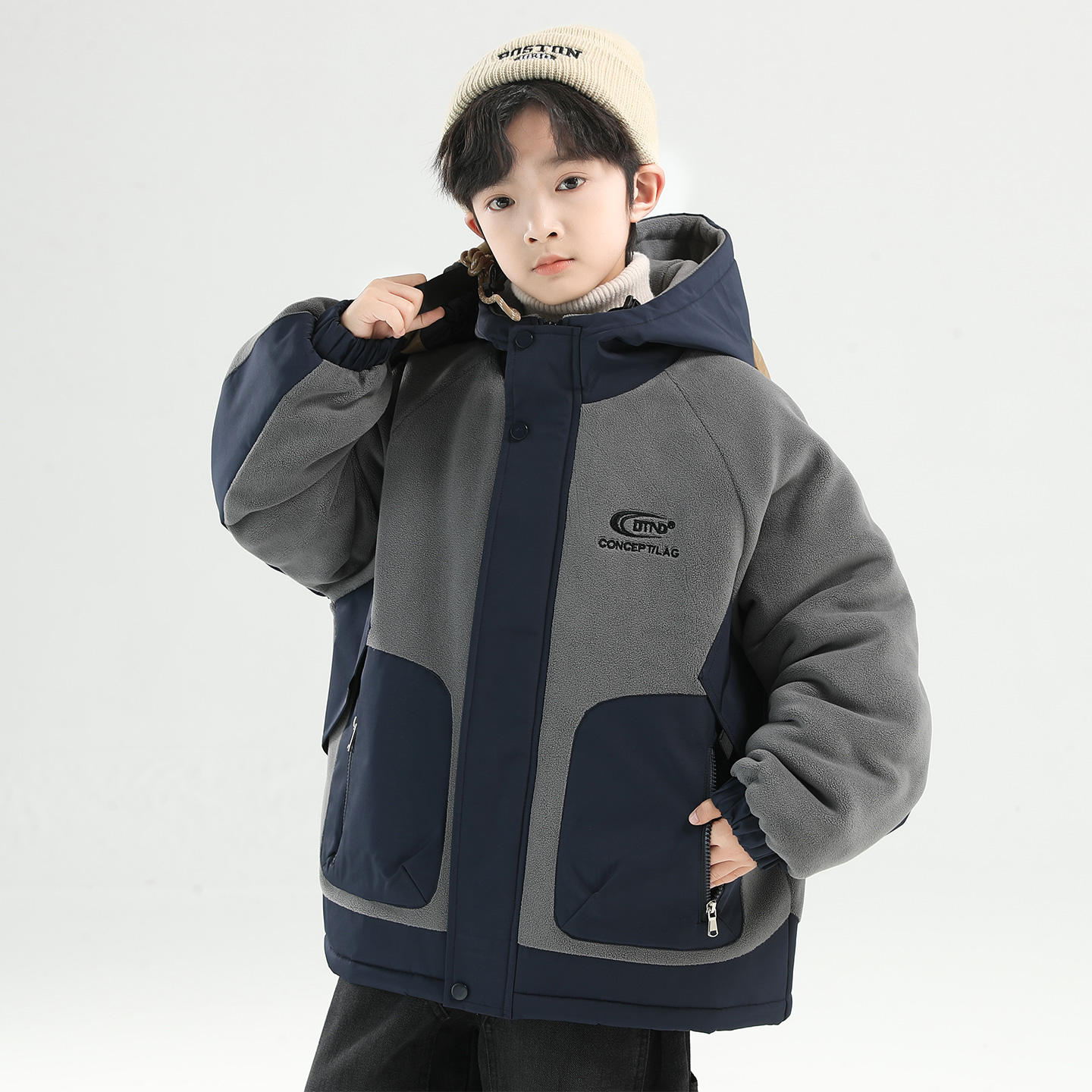 儿童装男童冬装加绒外套2025新款中大童秋冬款男孩加厚冬季派克服