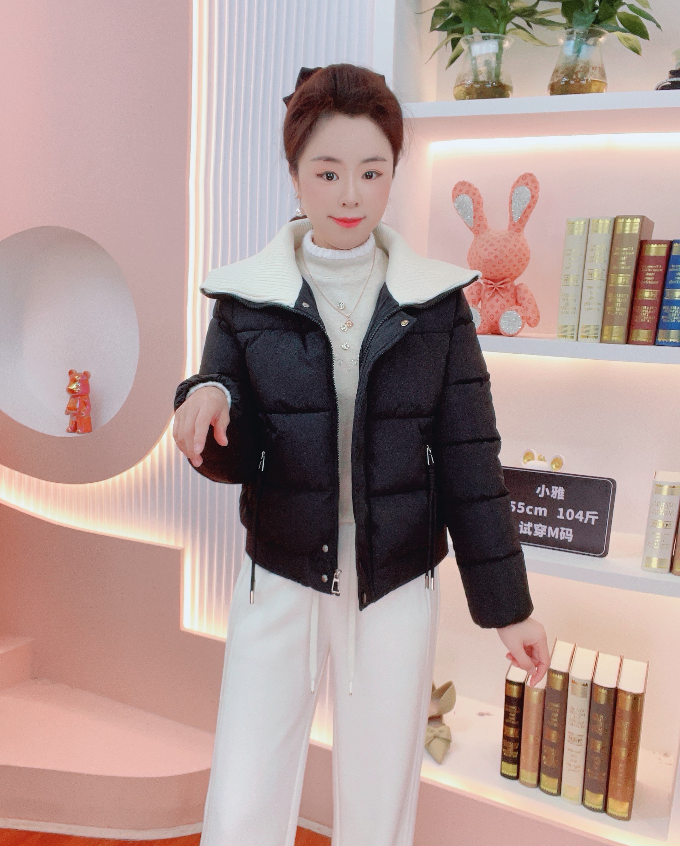 JUYA （冬日特调）2025年冬季时尚设计感百搭显瘦翻领棉服