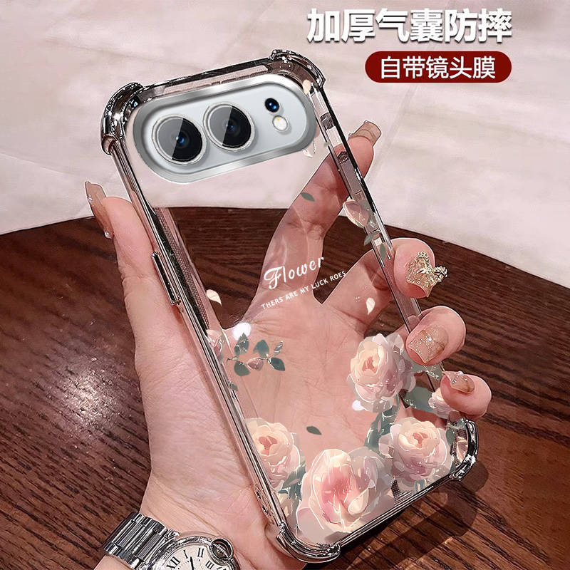 高颜值适用荣耀500pro手机壳四角防摔软壳500公主风 全包带镜头膜