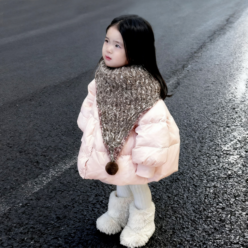儿童羽绒服冬季2025新款时尚女童白鸭绒纯色轻薄外套女宝宝面包服