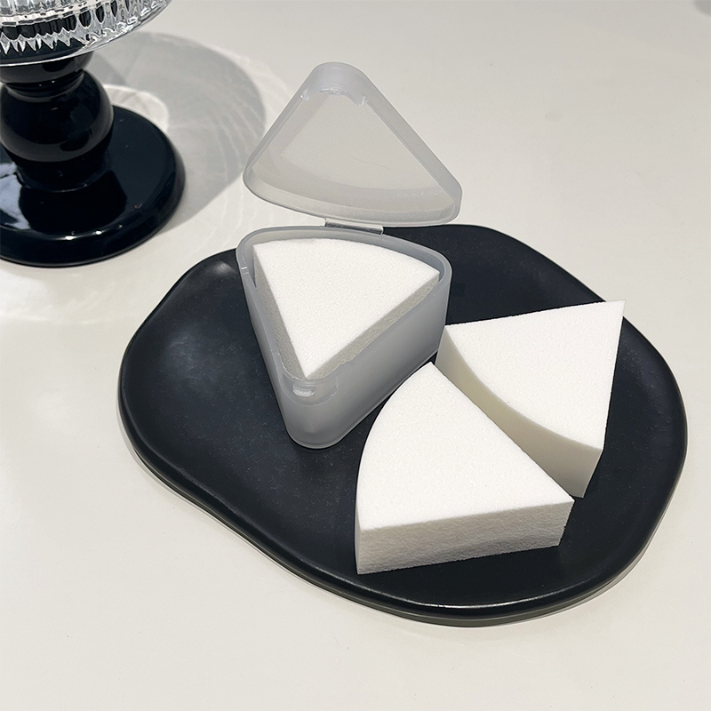 不易吃粉的三角粉扑三角皮面海绵粉膏干湿两用便携美妆蛋化妆工具