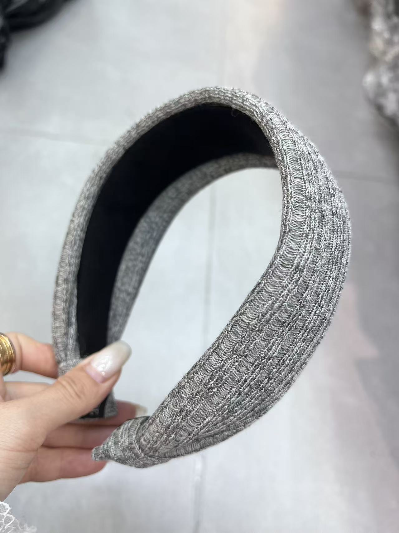 2055【FULL 7】易梦玲同款秋冬针织条纹气质超宽洗脸头箍