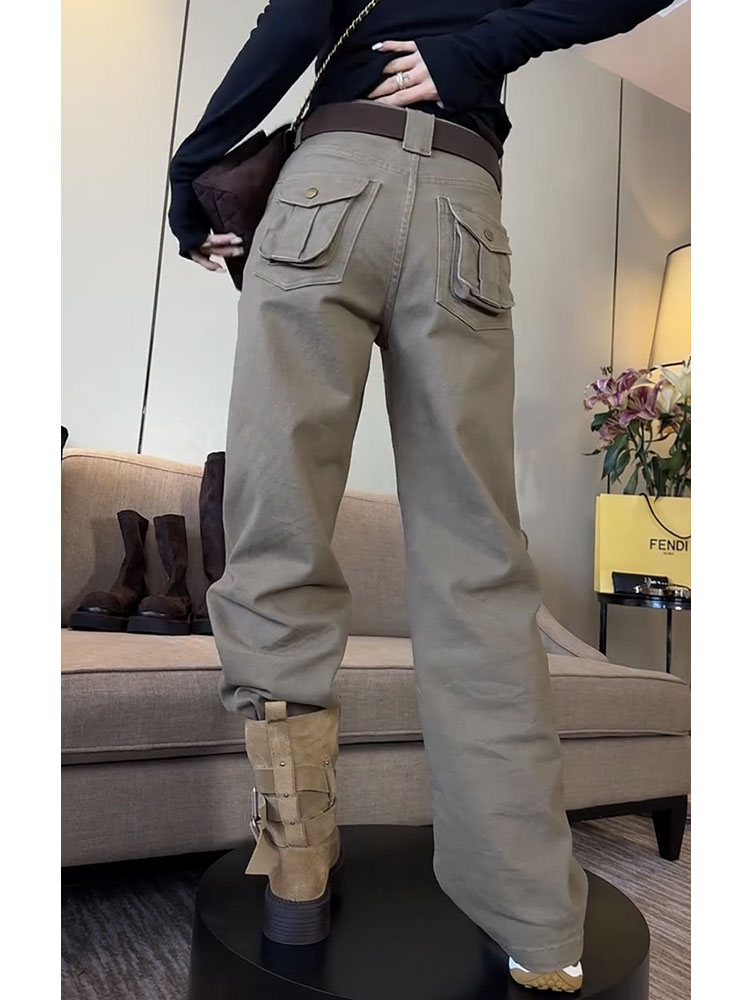 秋季新款时尚牛仔裤女2025大码宽松显瘦遮肉设计感直筒拖地阔腿裤