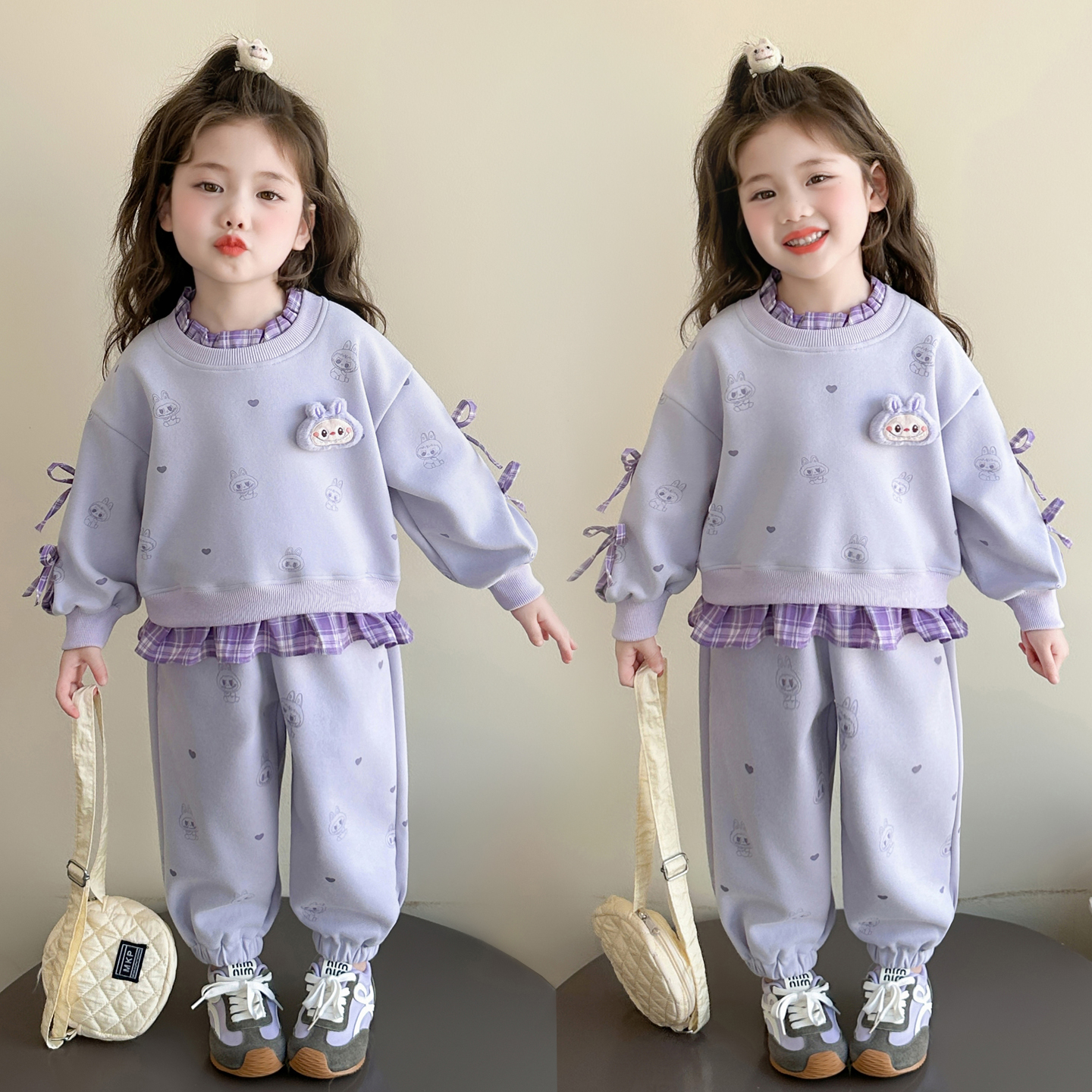 女童拉布布套装洋气儿童休闲卫衣两件套小女孩宝宝春秋装2025新款