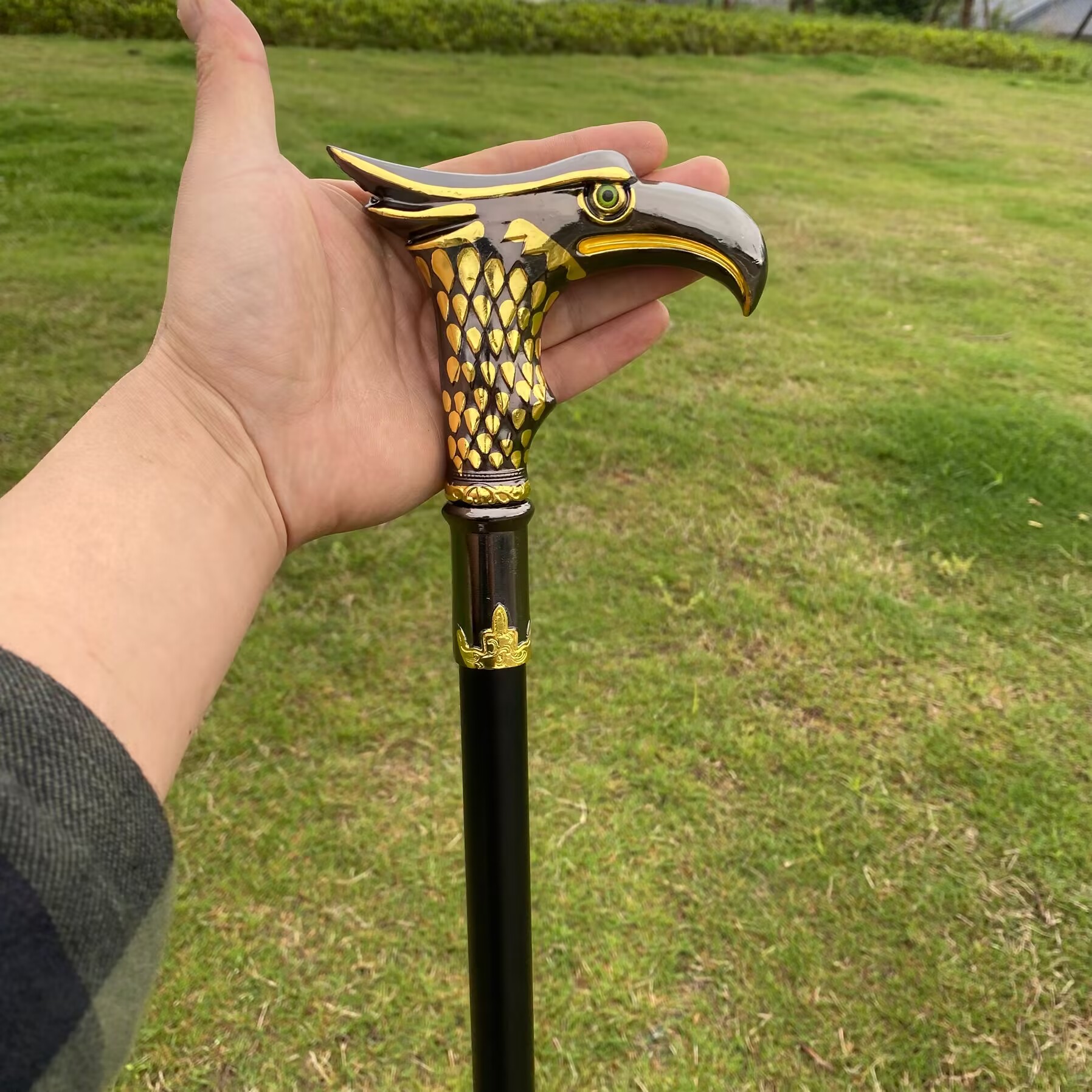 不锈钢金属拐杖户外登山手杖防滑拐杖装饰权杖户外专用未开刃