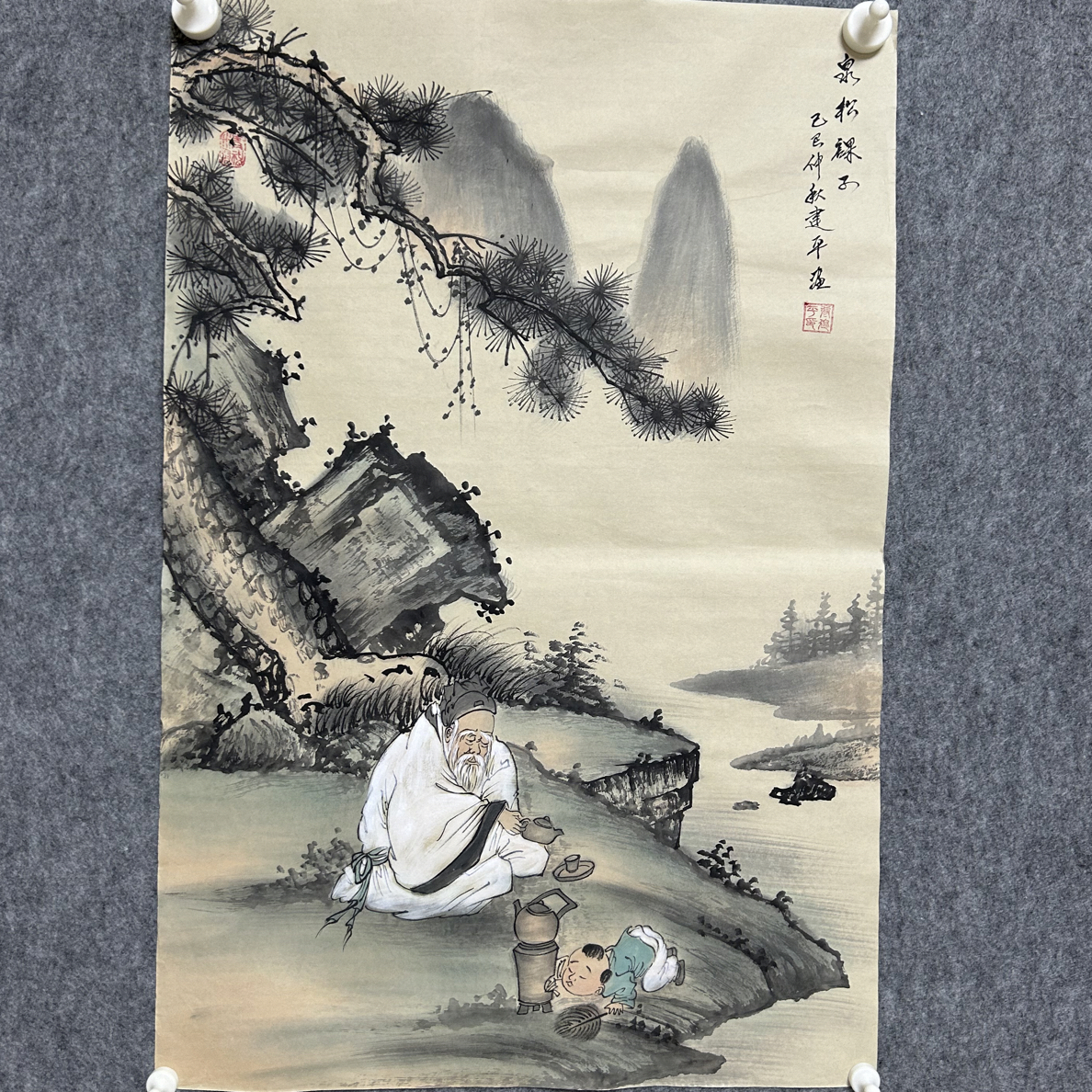 唐建平   精品仿古尺寸70 X46手绘画芯老师随笔任发一张