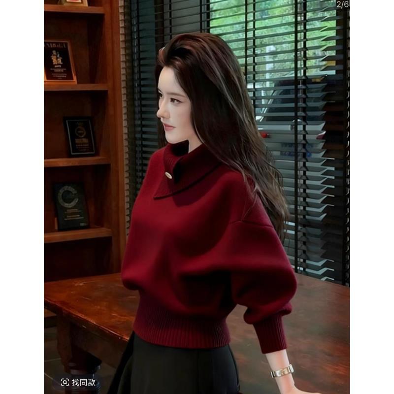 2025秋冬韩系高知老钱风轻熟设计感软糯慵懒橘色高领打底针织衫G