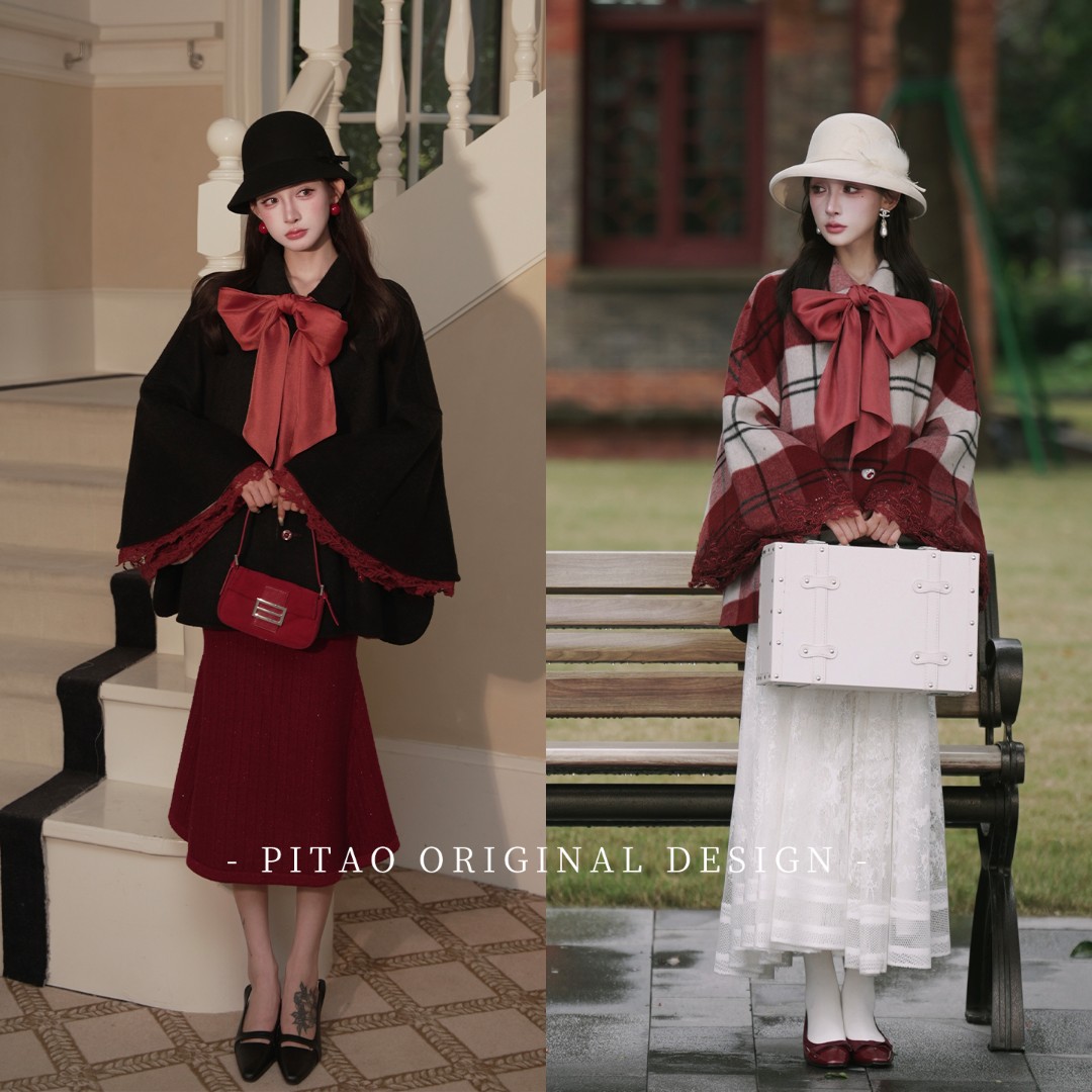 杜屁屁桃PITAO 原创【安妮舞步】秋冬女千金风100绵羊毛双面外套