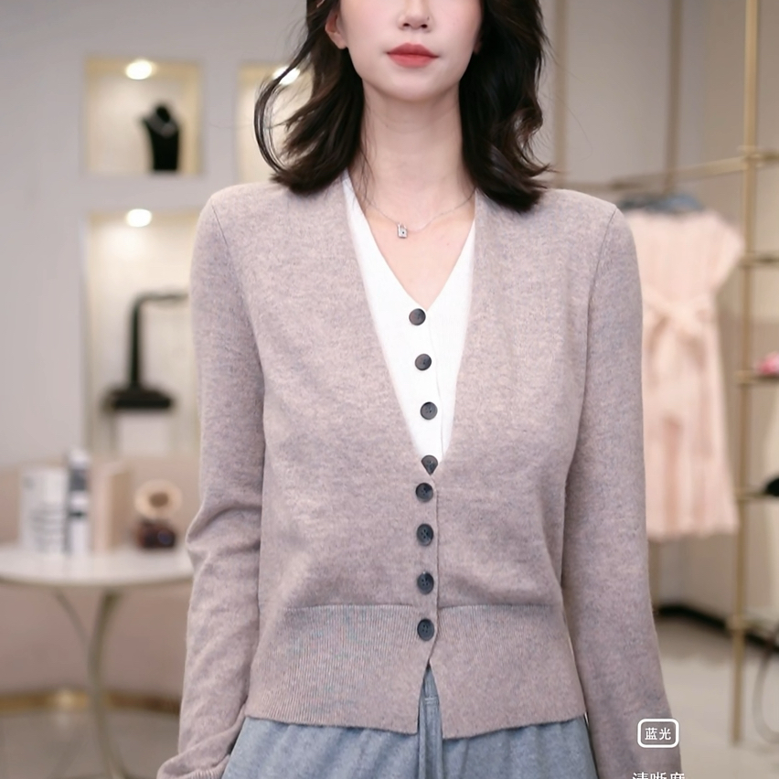 阿玛施AMASS 新款慵懒时尚休闲气质百搭长袖造型针织开衫女548006