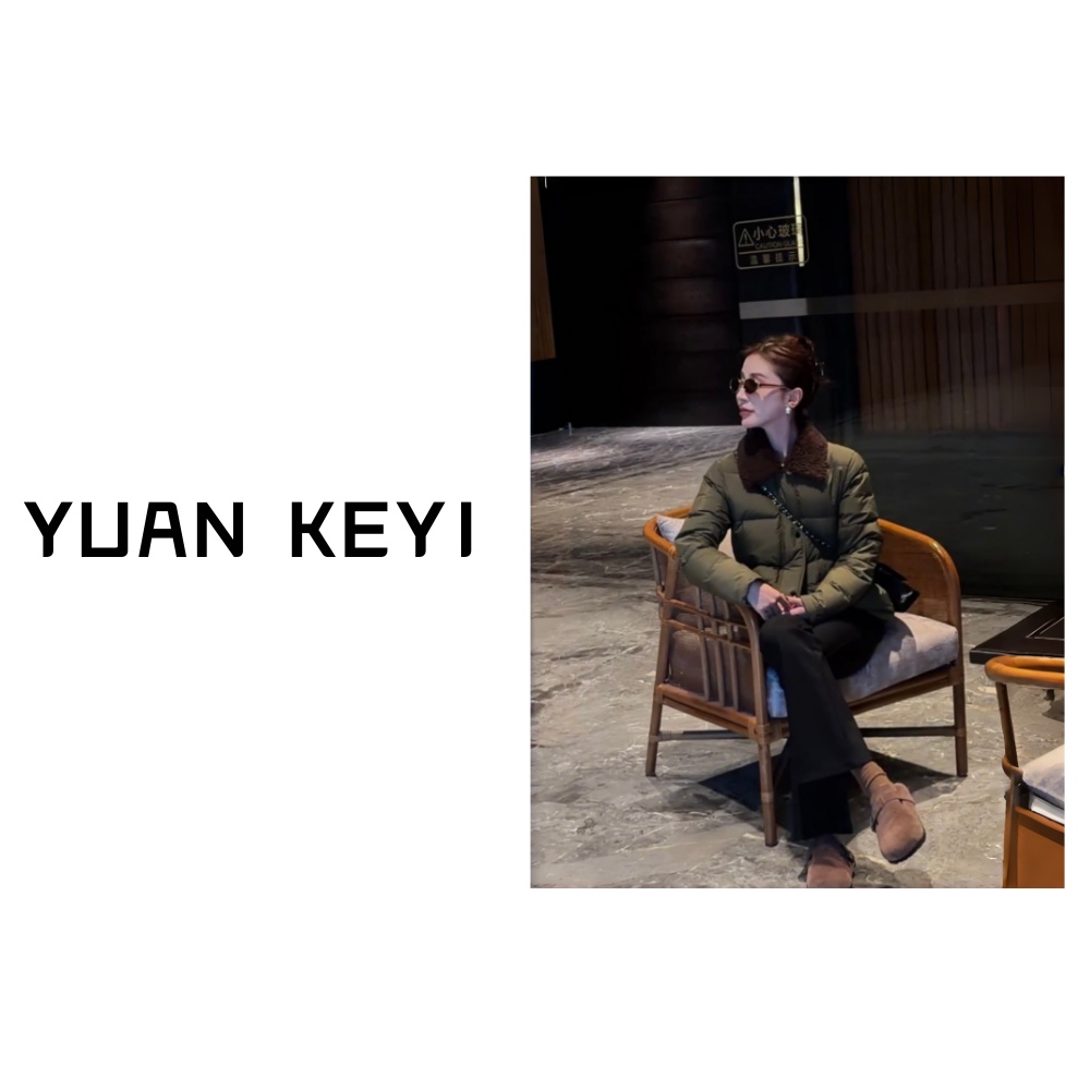 YUANKEYI“圣诞树” 90白鹅绒可拆卸羊毛领鹅绒服轻装滑