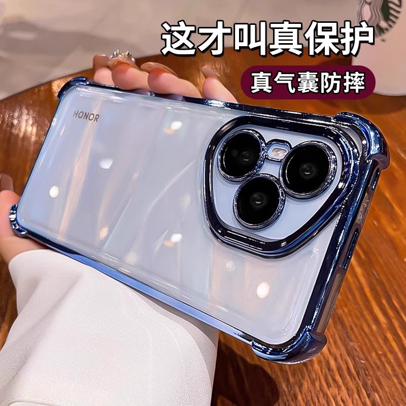 镜头全包适用荣耀400pro四角气囊防摔手机壳电镀300pro透明保护套