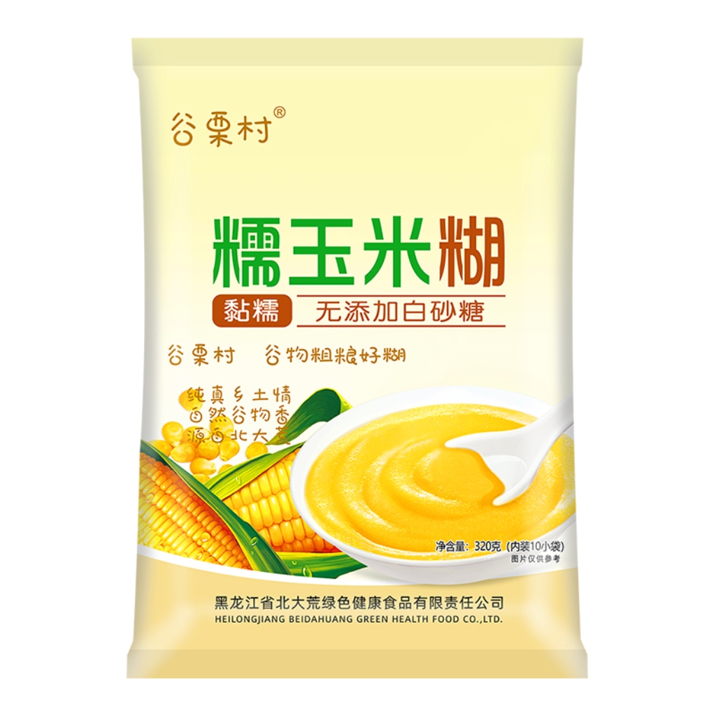 谷栗村糯玉米糊320g袋装北大荒出品非转基因粗粮速食零添加白砂糖