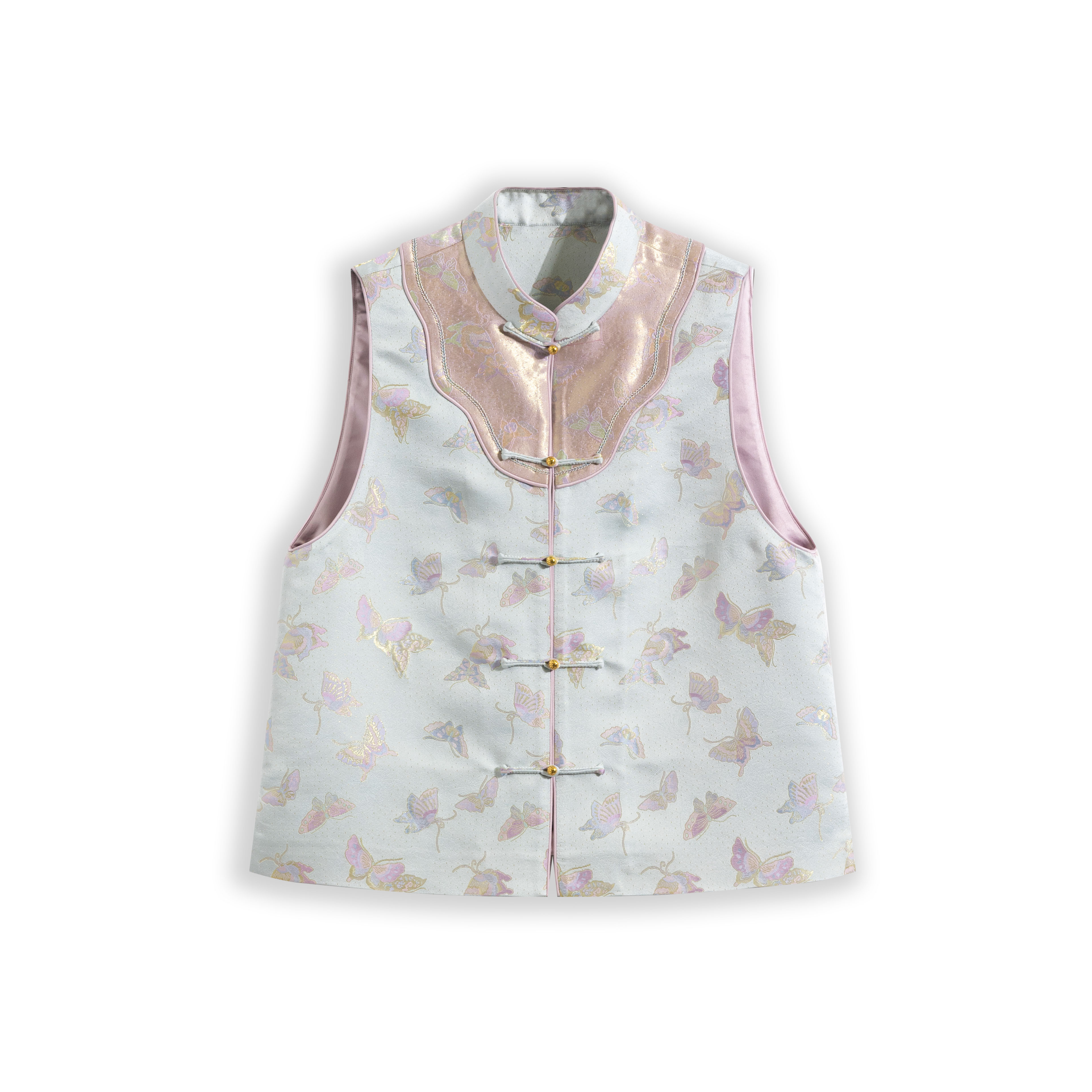 【洒金蝴蝶】满分桑蚕丝新中式宋锦马夹马甲国风H25056