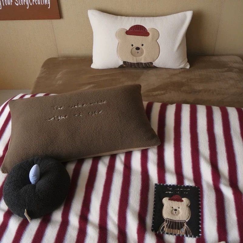 复古美拉德小熊秋冬加厚仿羊绒牛奶绒保暖床上四件套法兰绒珊瑚绒