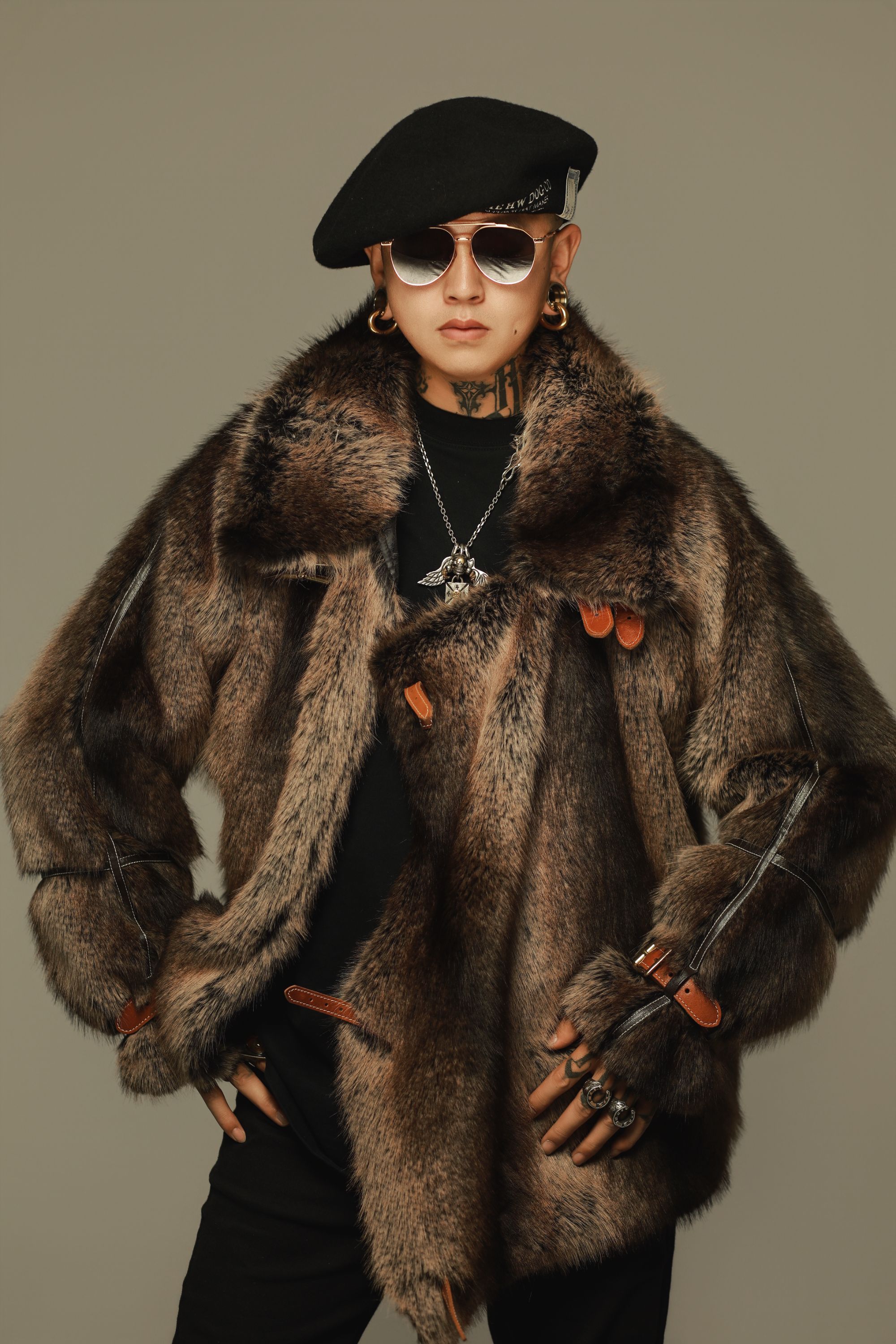 塔鸡卡【棕熊】冬季男女同款蒙古元素毛毛夹克复古宽松皮毛一体