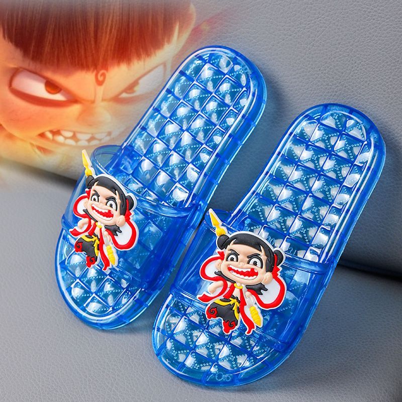 哪吒敖丙水晶亲子鞋夏天外出穿软底中大童卡通可爱室内防滑一字拖