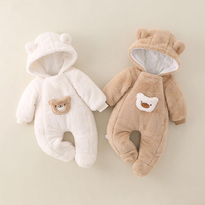 新生婴儿服连体衣连脚秋冬包脚男女宝宝外出服哈衣加绒夹抱衣