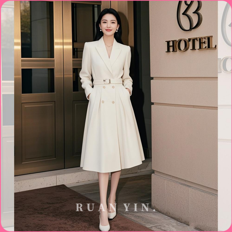 阮音2025早春装新款女装时尚气质高级感通勤穿搭女士ol西装连衣裙