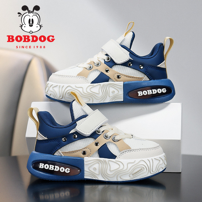 巴布豆男女童鞋2025春秋新款网面透气软底防滑儿童运动鞋休闲百搭