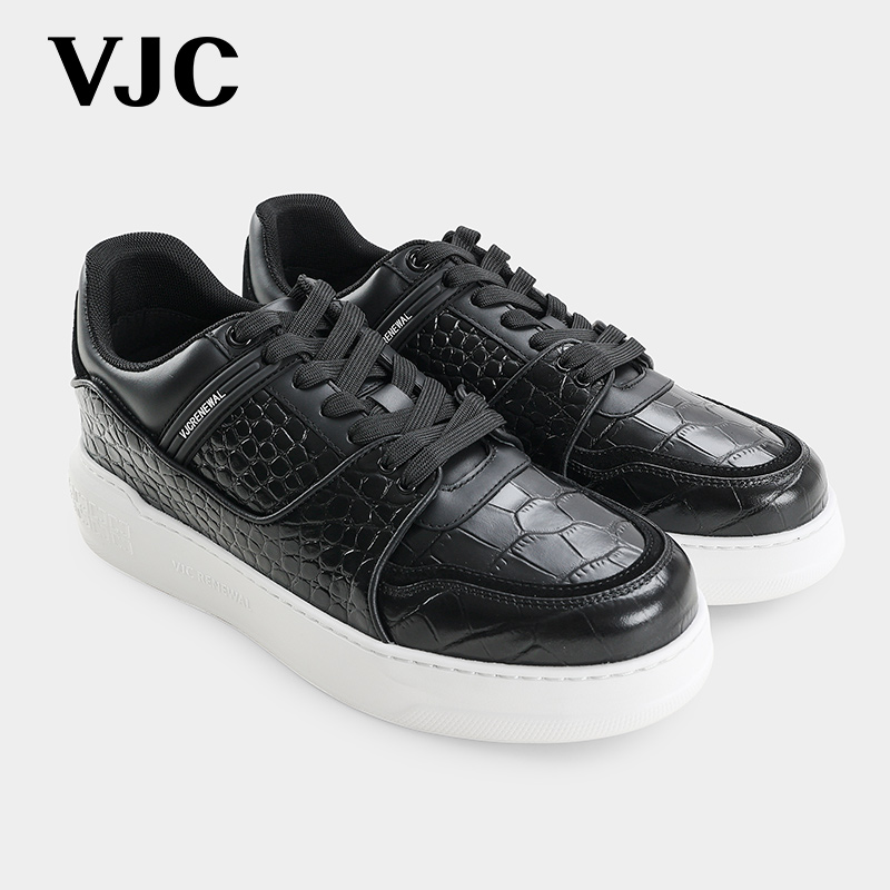 VJC/威杰思夏季新款男士时尚休闲鞋亮面牛皮革系带B24DW1915