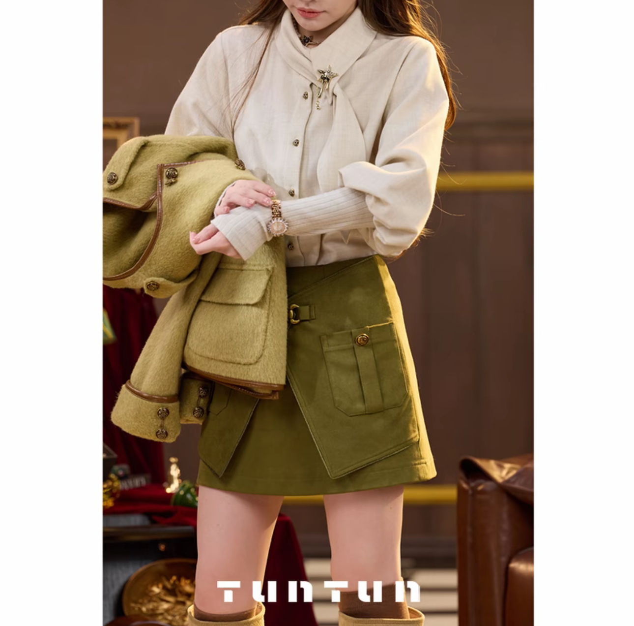 【斜切心机】精致摩登 A字显瘦半裙