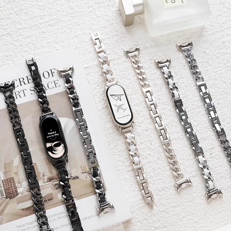 适用小米手环10表带苹果手表s11轻奢小香风链女透气红米watch6/5