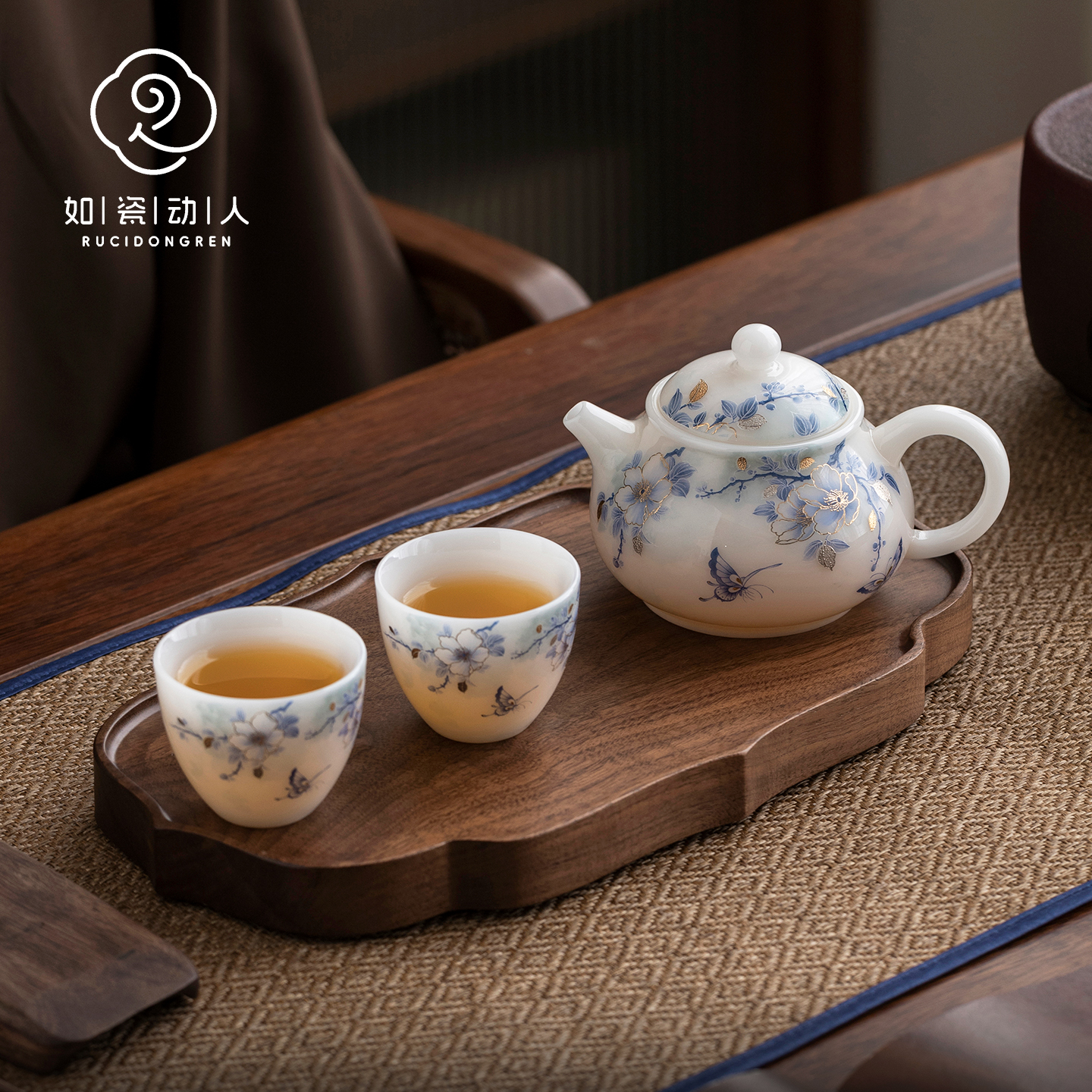 如瓷动人璞玉白瓷茶壶茶具套装高档轻奢泡茶专用陶瓷描金功夫茶杯