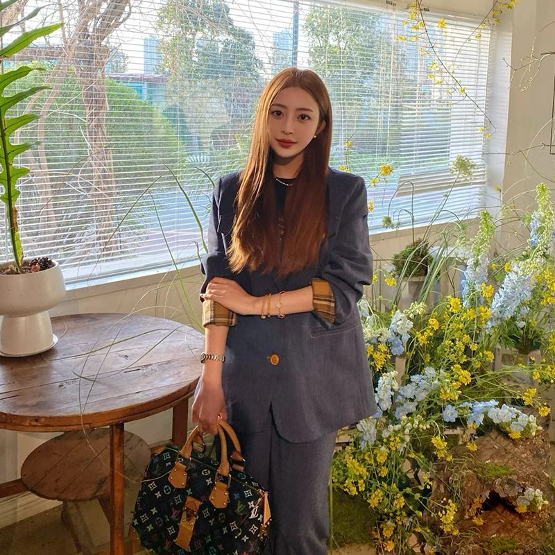 大码御姐风高级感西装套装女2025秋冬胖mm显瘦宽松外套阔腿两件套