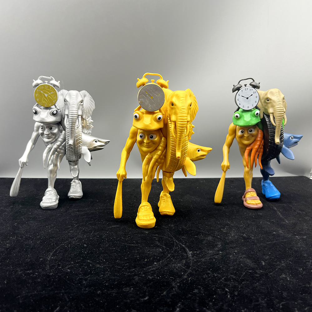 外国山海经黄金缝合怪融合版手办公仔金银一对模型儿童玩具摆件具