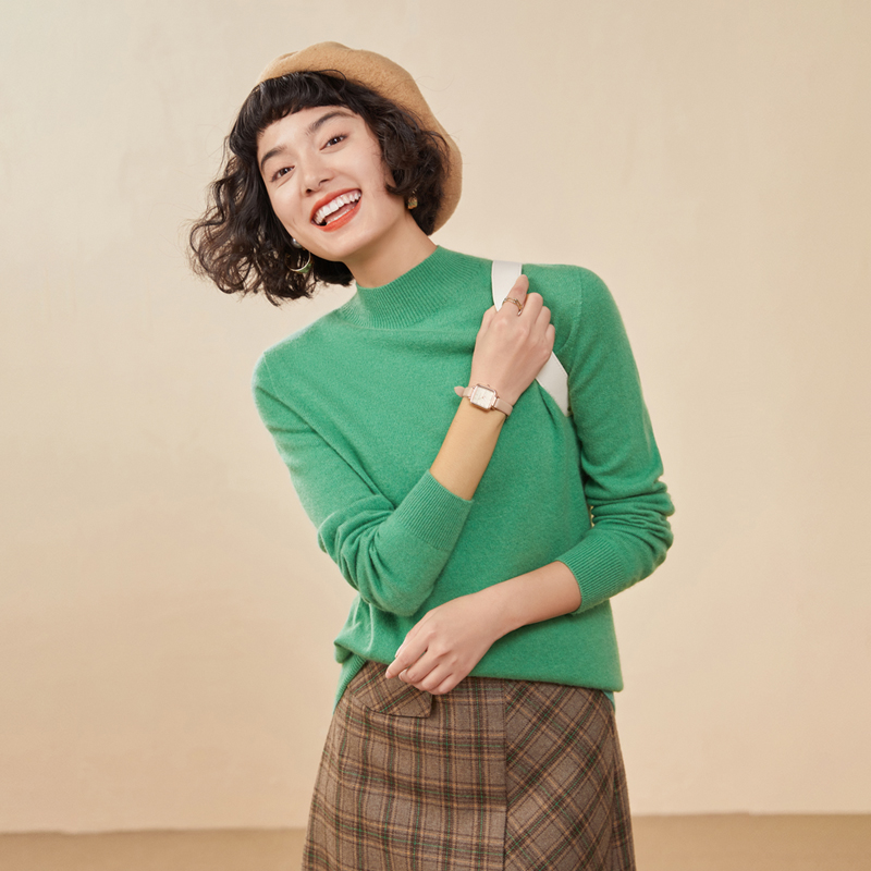 2025年秋冬季新款女装舒适时尚打底一线成衣小圆领濮院羊绒羊毛衫