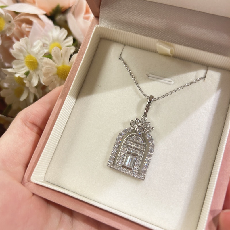 铜合金项链 韦雪同款幸福之门项链百搭小众镶嵌满钻城堡生日礼物