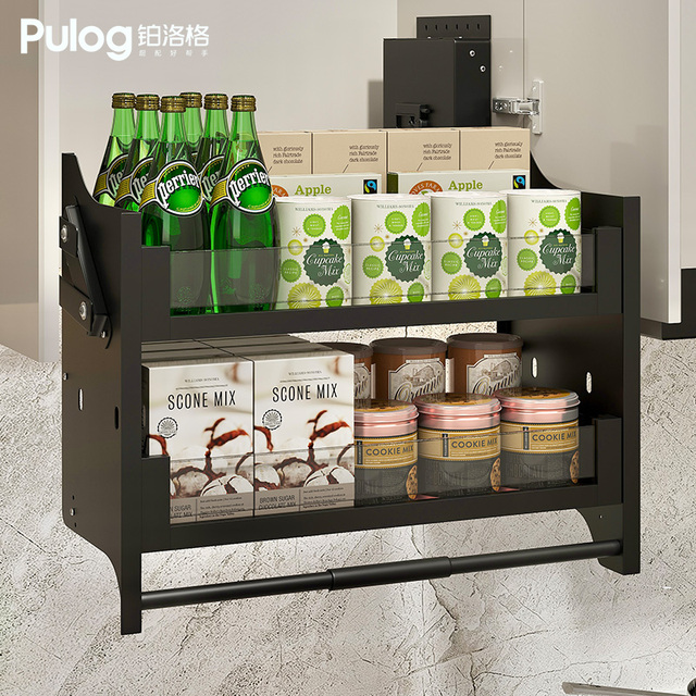 厨房吊柜升降拉篮下拉式拉篮橱柜置物架上下升降拉篮调味篮不锈钢