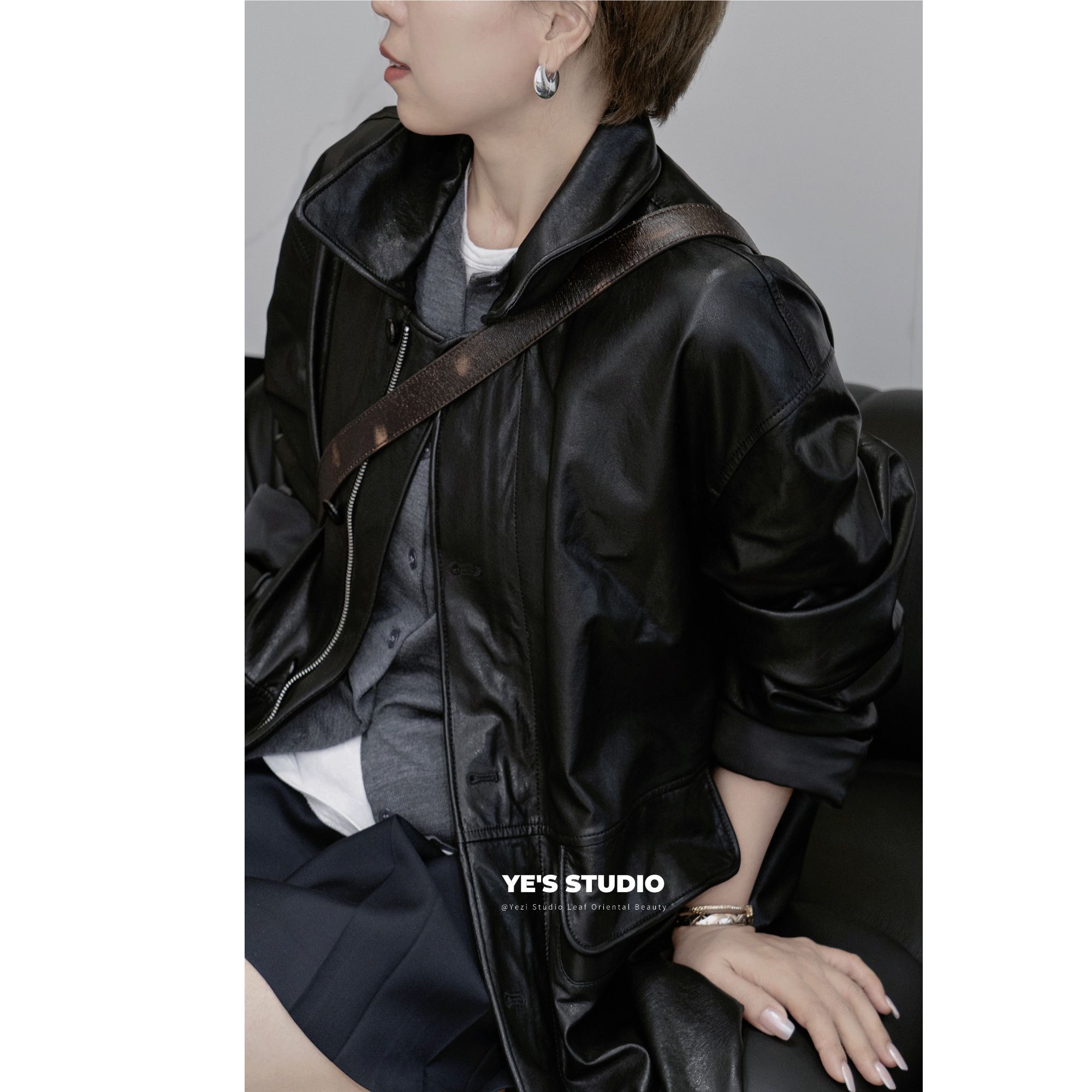 【时尚宠儿】秀场速递复古超软轻薄植糅小绵羊皮衣中长外套25324006