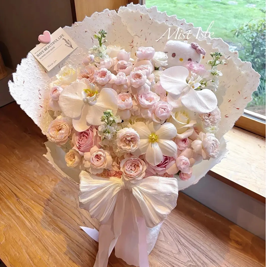 粉黄玫瑰花束鲜花订购小时达的同城配送女友生日花店附近团购直送