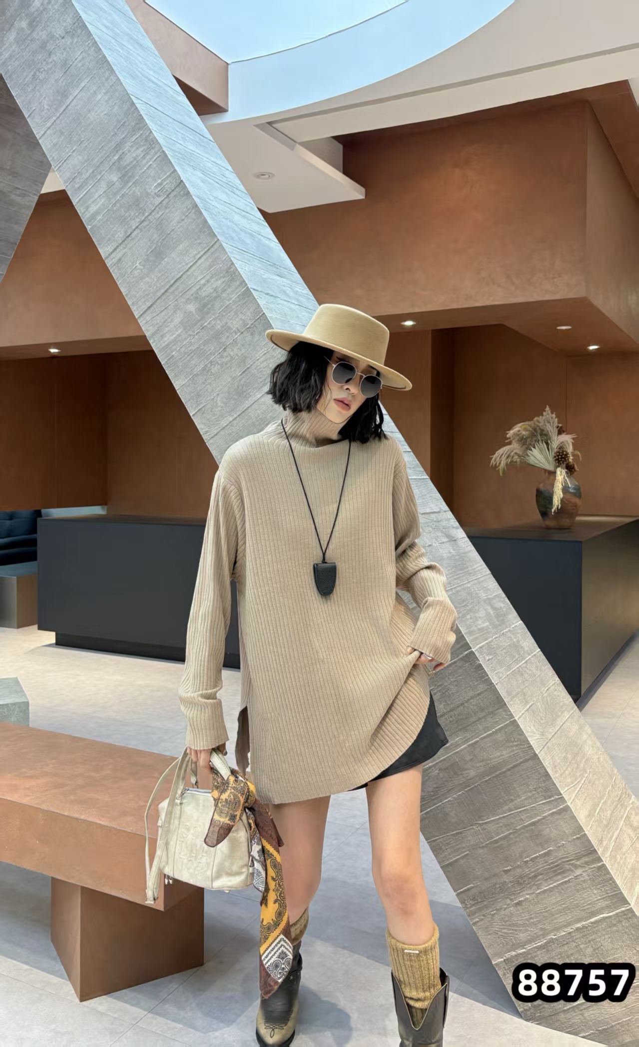 韩版时尚秋冬款百搭纯色高领针织显瘦宽松气质毛衣88757