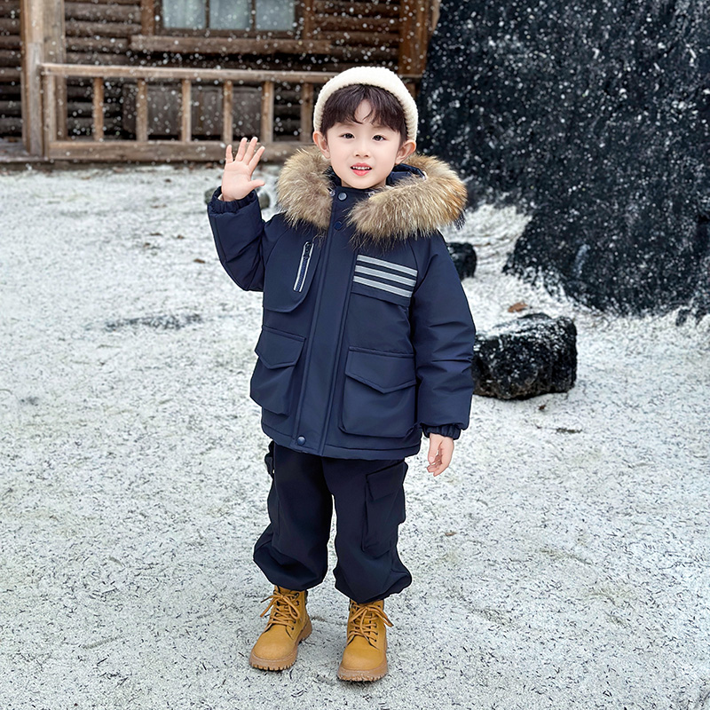 男童加绒加厚外套儿童派克服秋冬季2025新款酷帅防风男宝冬装棉衣