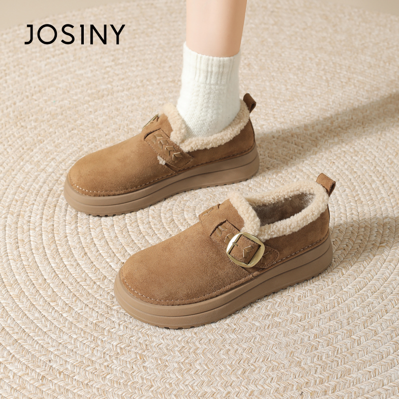 卓诗尼（物理防水）勃肯鞋女款2025新款冬季加绒加厚保暖棉鞋一脚蹬