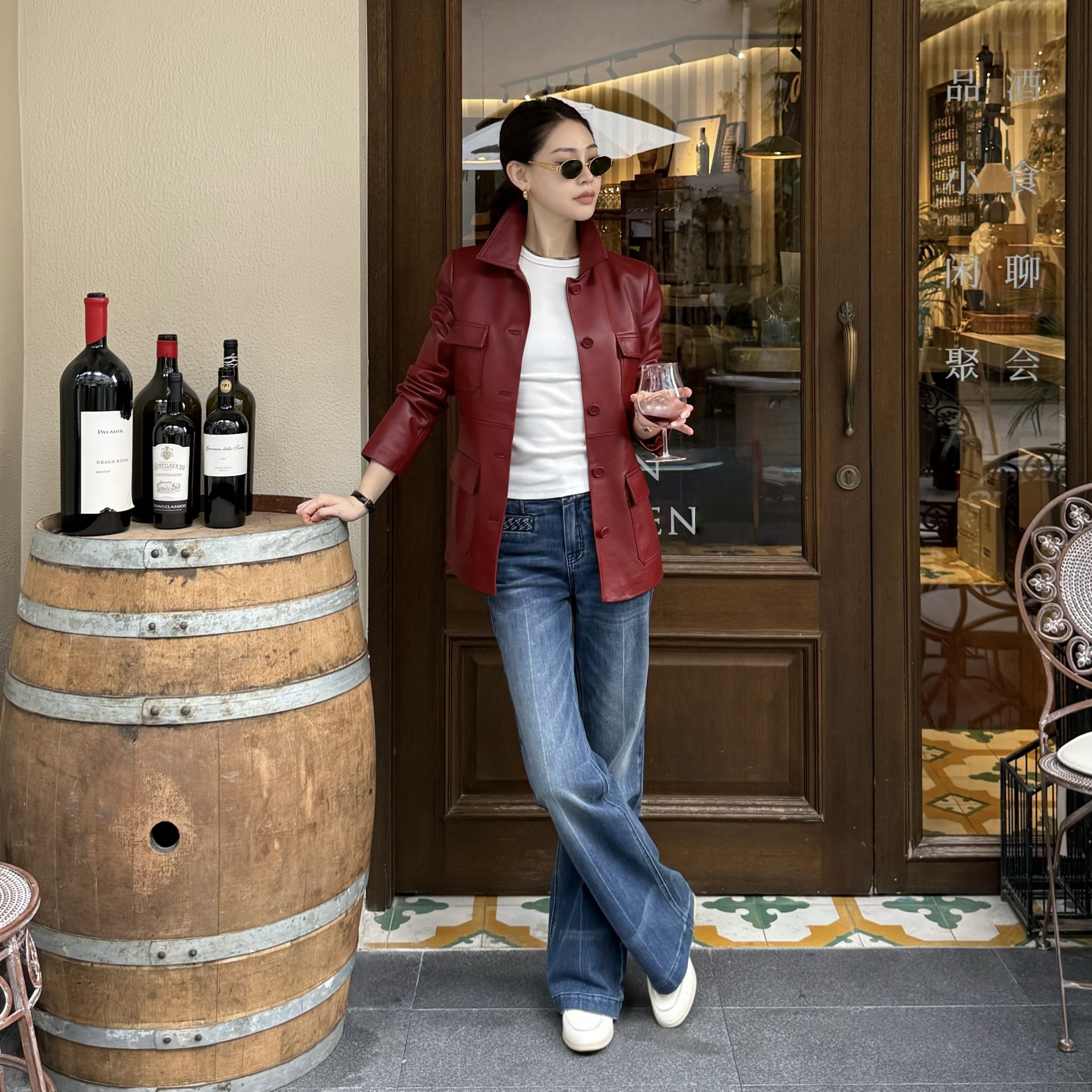 王嬛嬛MsLime25年新款【蓝系】棉时尚蓝色牛仔裤 HD2C0057