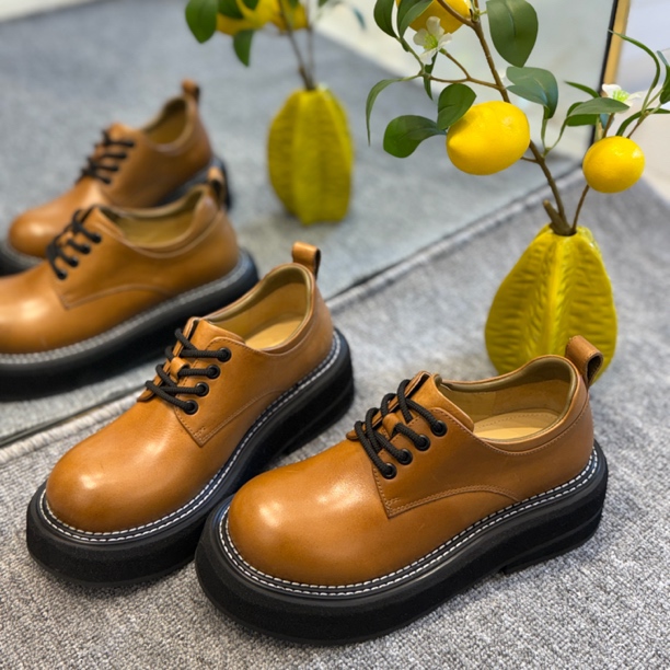 DEEP BREATH深呼吸女鞋 牛皮绑带厚底德比鞋绅士鞋女鞋AX13111