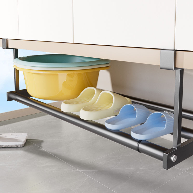 家用加高可伸缩分层脸盆隔板下挂篮柜鞋架易安装浴室置物架厨房